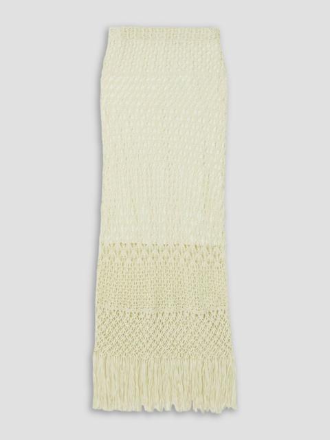Polo Ralph Lauren Fringed crocheted and macramé cotton midi skirt