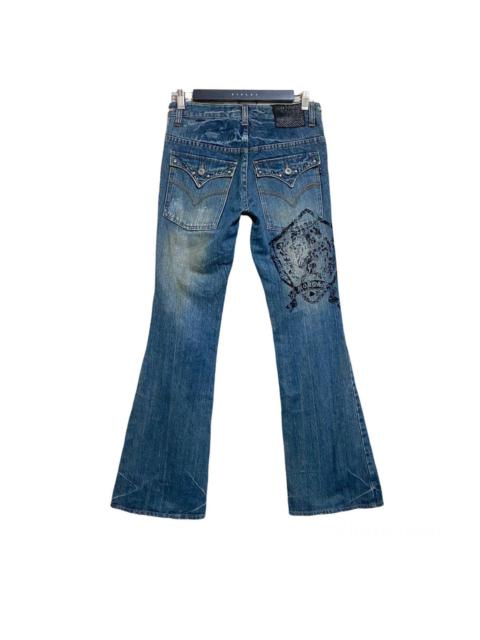 Other Designers Morgan Homme Distressed Denim Flare Jeans Studded