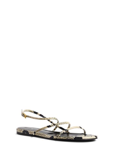 KHAITE Khaite Loop Snakeskin Embossed Flat Sandal in Natural at Nordstrom