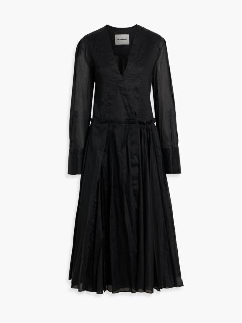 Jil Sander Pleated cotton-organdie midi dress