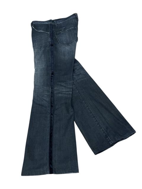 Other Designers TETE HOMME Velvet Stripe Dark Indigo Flare Denim Jeans