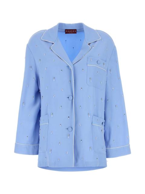 Powder Blue Crepe Shirt