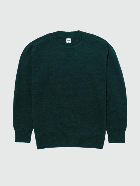 J. PRESS GREEN WOOL CREWNECK SWEATER - TRIM FIT