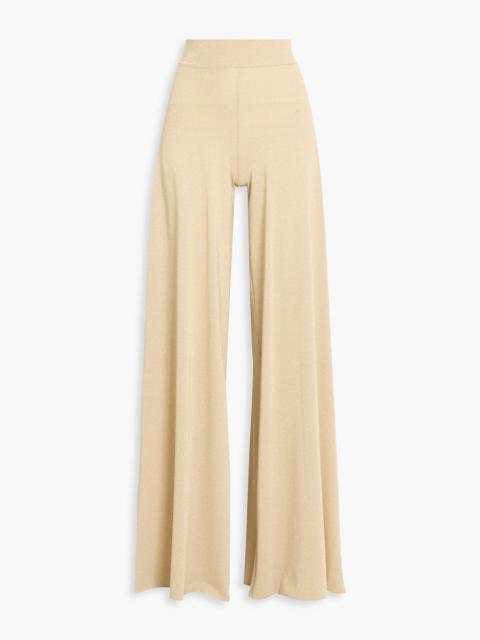Other Designers Skyla metallic stretch-knit wide-leg pants
