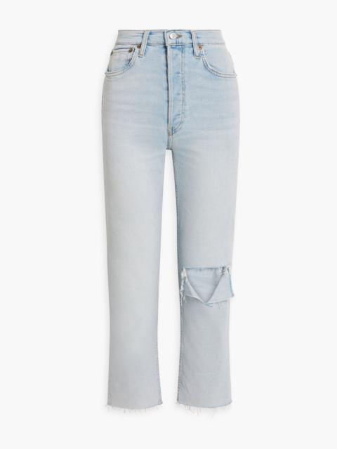 RE/DONE 70s Stove Pipe cropped distressed high-rise straight-leg jeans
