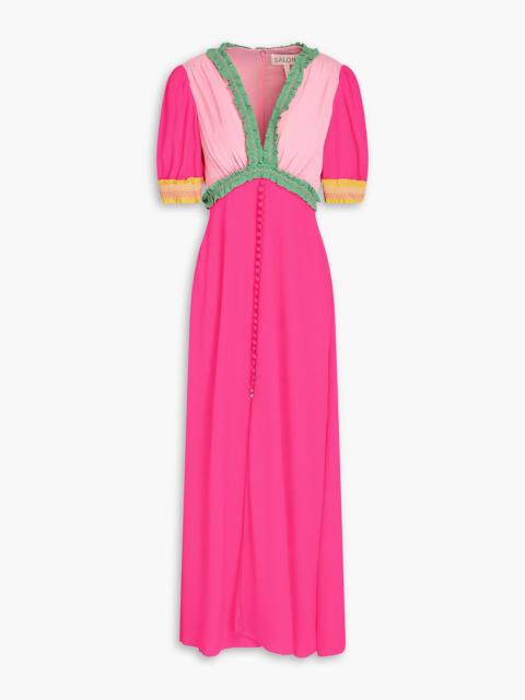 SALONI Lea color-block crepe maxi dress