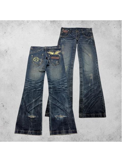 Hysteric Glamour Y2K Distressed Low Rise Flare Jeans | 2000s Grunge Denim