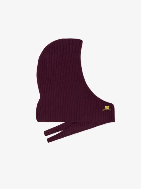 GANNI BURGUNDY WOOL MIX BALACLAVA