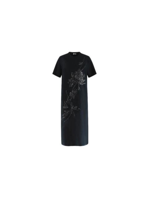 Brunello Cucinelli Brunello Cucinelli Woblack Embroidered Straight Dress