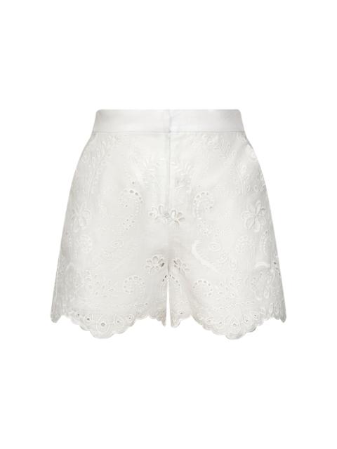 ANDRES OTALORA Liaraa Eyelet Linen Shorts off-white
