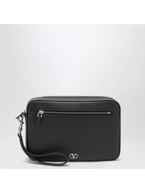 Valentino Garavani Vlogo Signature clutch black in grained calfskin