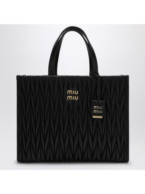 Miu Miu Black Quilted Nappa Leather Shopping Bag Women