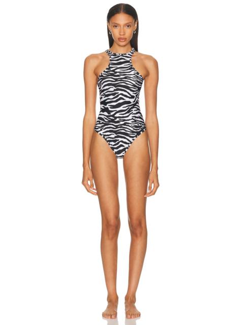 THE ATTICO Zebra Printed One Piece Swimsuit
