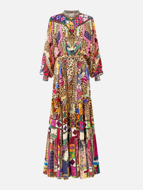 CAMILLA TIERED SHIRTDRESS WITH WIDE WAIST TIE