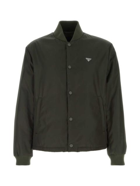 Prada Prada Men Bottle Green Nylon Bomber Jacket