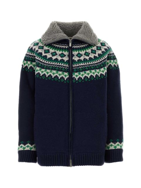 Miu Miu Miu Miu Women Navy Blue Wool Oversize Cardigan