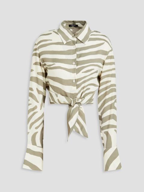 Balmain Cropped zebra-print twill shirt