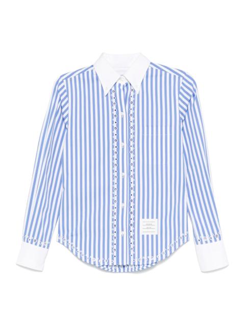 Thom Browne Awning Striped Poplin Classic Long Sleeve Shirt Women