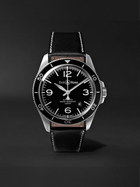 Bell & Ross BR V2-92 Automatic 41mm Stainless Steel and Leather Watch, Ref. No. BRV292-­‐BL-­‐ST/SCA Black