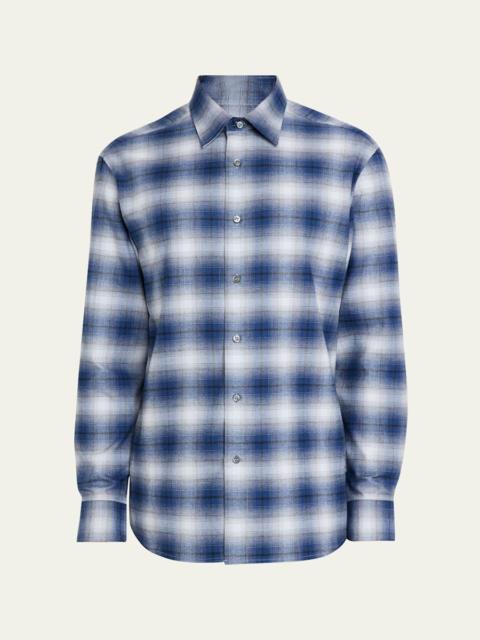 Brioni Men's Cotton Flannel Check Sport Shirt