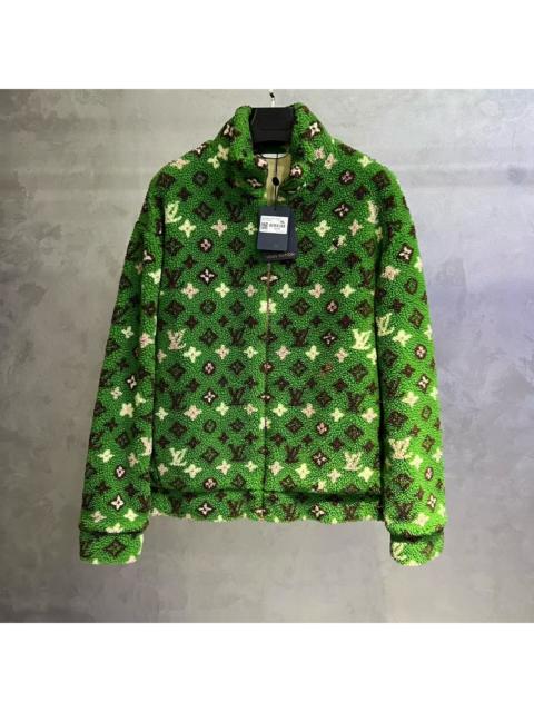 Louis Vuitton Louis Vuitton Green Logo-Patterned Stand-Collar Waist-Cinch Casual Jacket