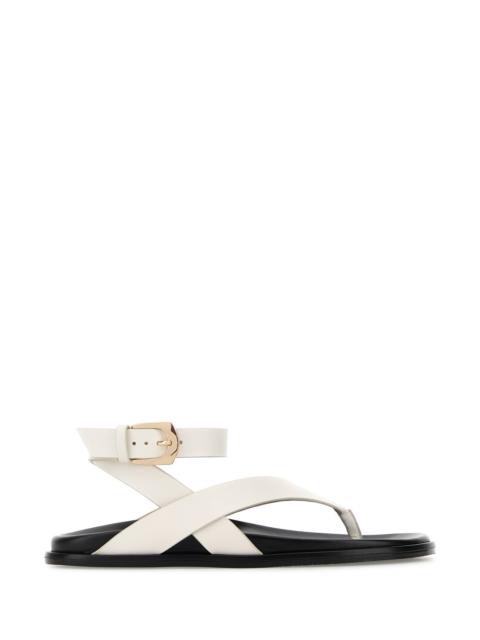 Stuart Weitzman White leather Marycate thong sandals