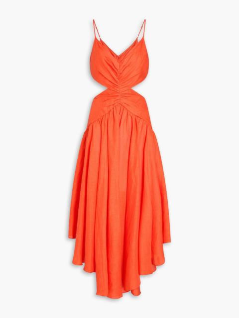 Zimmermann Asymmetric cutout linen midi dress
