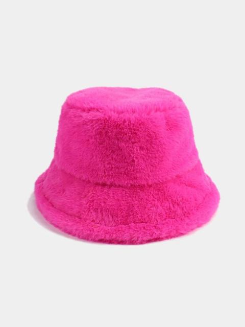 Other Designers Rope Adjustable Solid Color Rabbit Fur Rose Red Panama Hat Trendy Warm Winter Hat