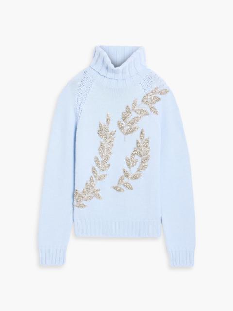 Oscar de la Renta Crystal-embellished wool turtleneck sweater
