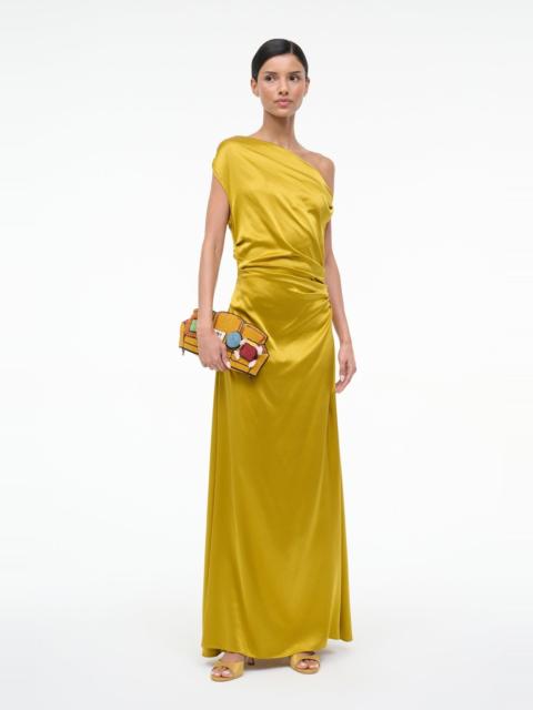STAUD STAUD MAXI PHARE SILK DRESS TURMERIC