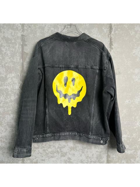 BALENCIAGA Balenciaga Denim Dissolved Smiley Face Distressed Jacket