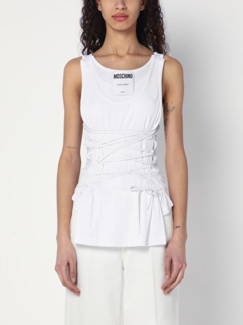 Moschino White tank top in cotton with laces