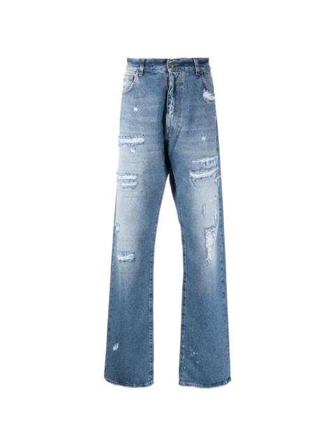 424 distressed straight-leg jeans