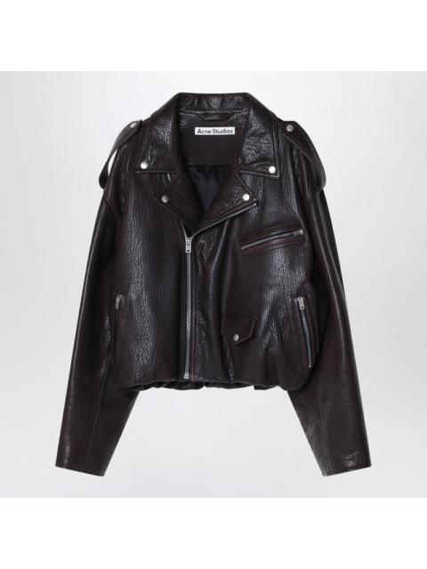 Acne Studios Brown Leather Over Bomber Jacket Women