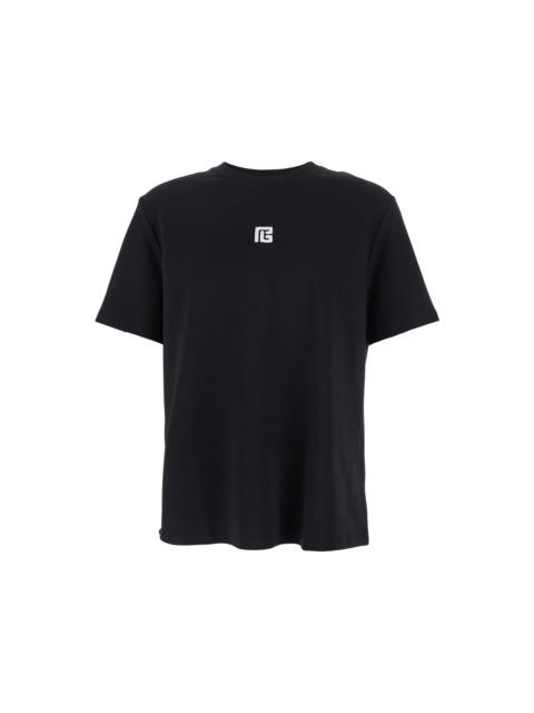 Balmain Black Crewneck T-shirt With Logo Print On The Front In Cotton Man