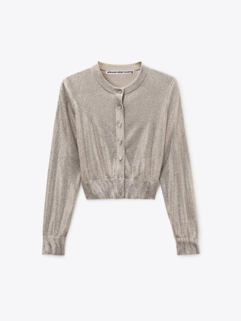 Alexander Wang Champagne Crystal Hotfix Sheer Cardigan