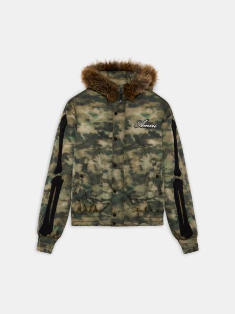 AMIRI BONES CAMO HOODED DOWN JACKET