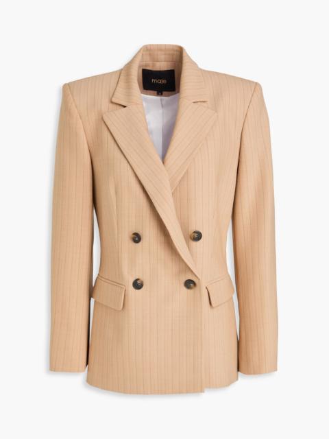 maje Double-breasted pinstriped wool-blend twill blazer