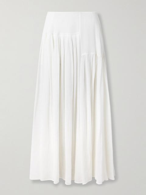 The Row Femke Silk-trimmed Pleated Cotton-gauze Maxi Skirt