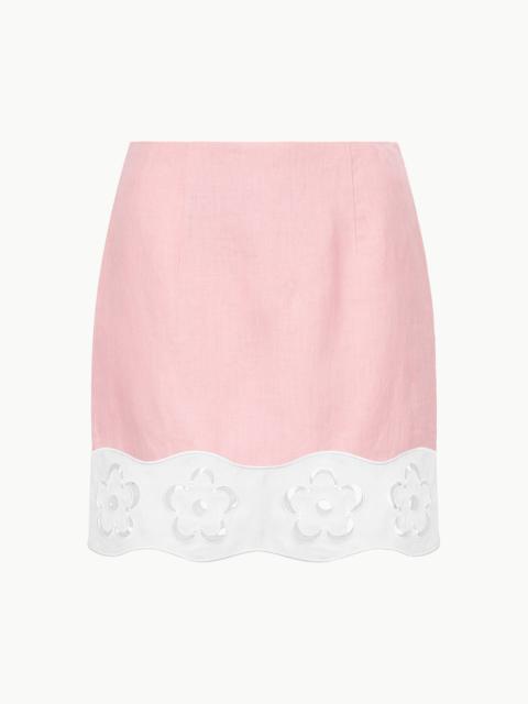 STAUD STAUD MARGAUX LINEN SKIRT FADED BLUSH WHITE