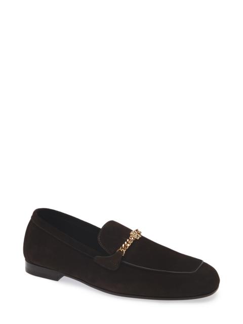 VERSACE Versace Medusa Chain Suede Loafer in Ebano-Versace Gold at Nordstrom