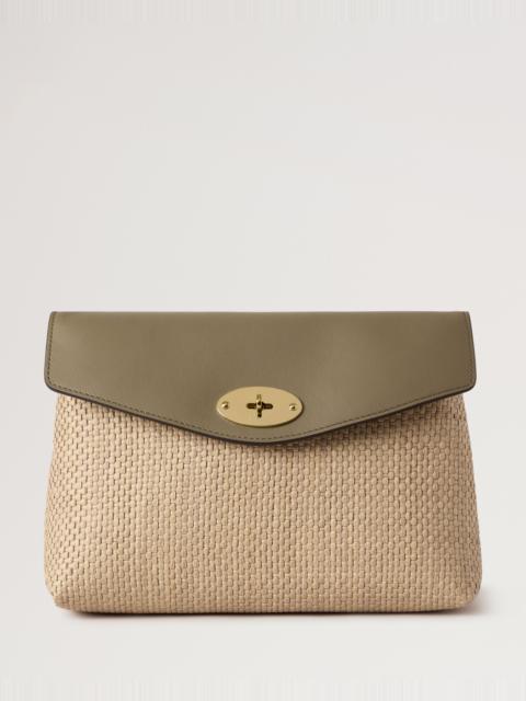 Mulberry Large Darley Cosmetic Pouch
Linen Green & Natural Raffia & Leather