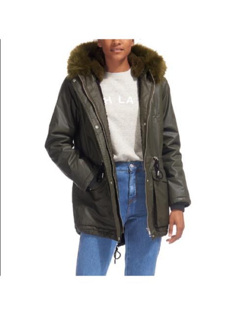 Other Designers Whistles “Karlie” Olive Waxy Fur Trim Parka