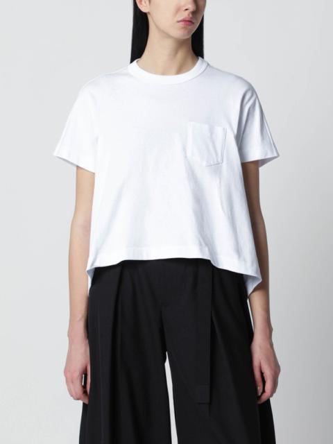 sacai White cropped cotton T-shirt