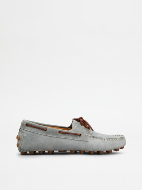Tod's BOAT GOMMINO BUBBLE LOAFERS IN SUEDE - GREY