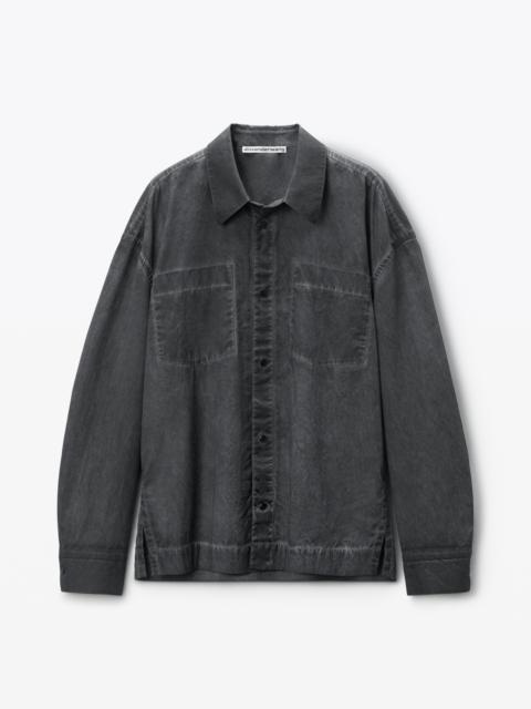 oversized buttondown shirt with patch pockets in cotton