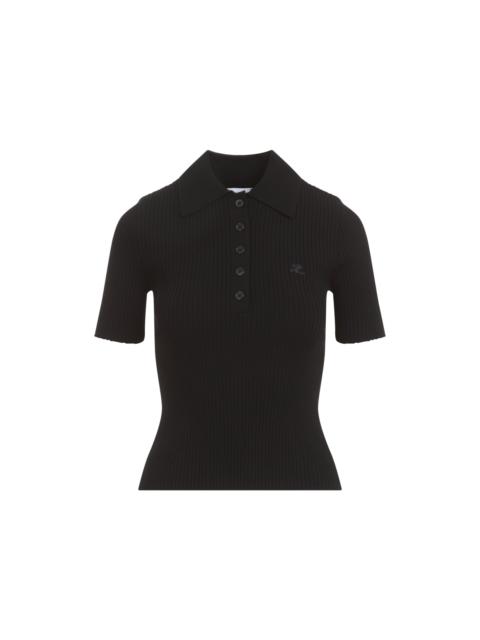 courrèges Courreges Signature Ribbed Knit Polo Women