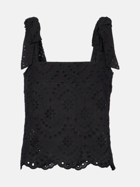 Poupette St Barth Noa broderie anglaise cotton top