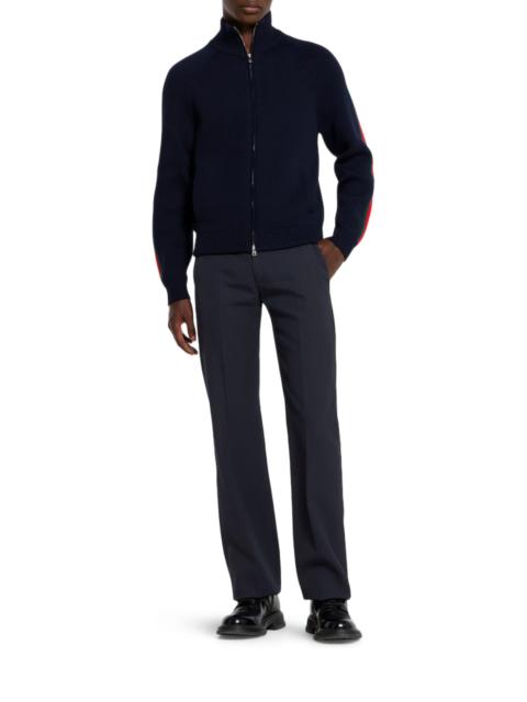 GUCCI WOOL JACKET WITH ZIP AND SIDE WEB BAND