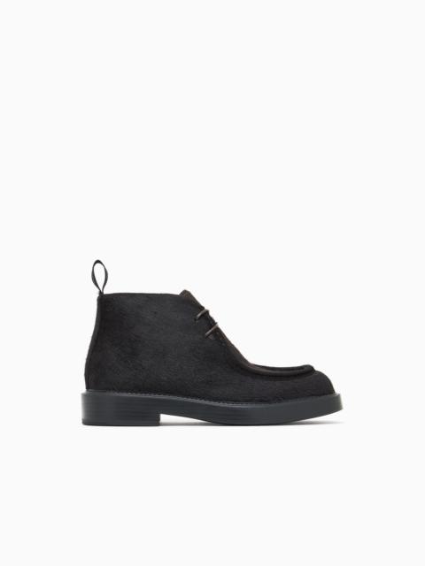 EMPORIO ARMANI CALFSKIN PONY HAIR CHUKKA BOOTS